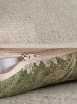 Touch of linen stencil flowers removable-cover cushion