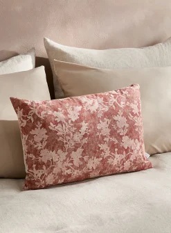 Touch of linen stencil flowers removable-cover cushion