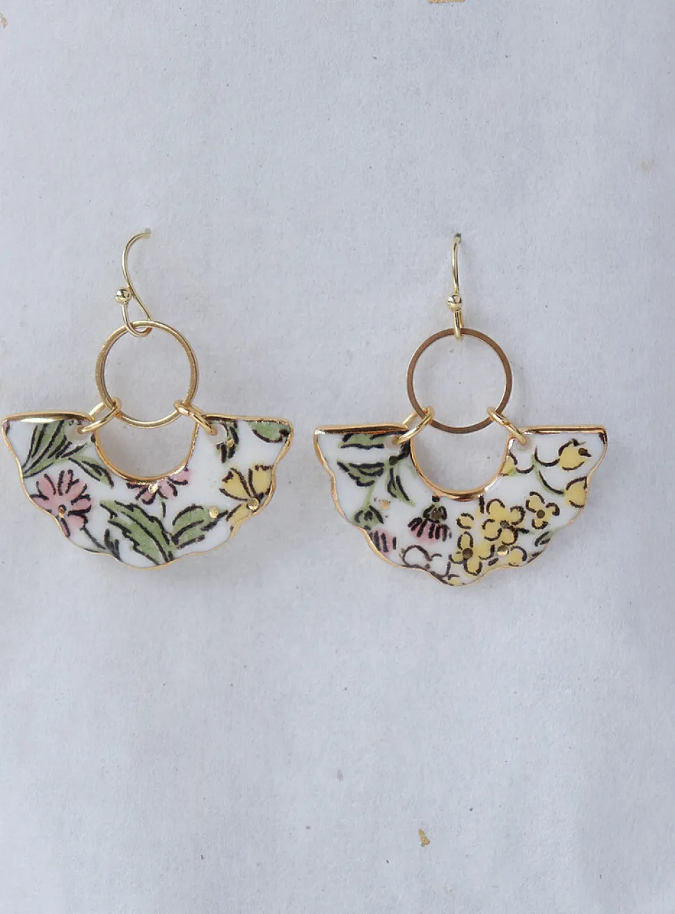 Toya porcelain fan earrings