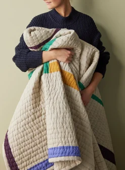 Twist colour block quilted bedspread