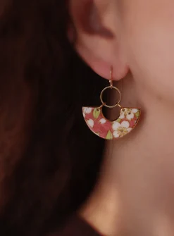 Umehana porcelain fan earrings