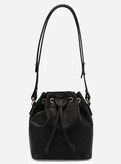 Vegetable-tanned leather bucket bag