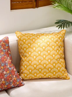 Vibrant yellow removable-cover outdoor cushion