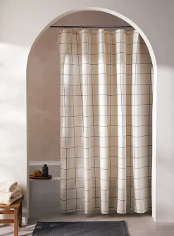 Windowpane checks shower curtain