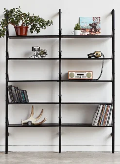 Wood and metal double shelf