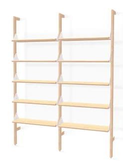 Wood and metal double shelf