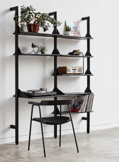 Wood and metal double shelf with desktop