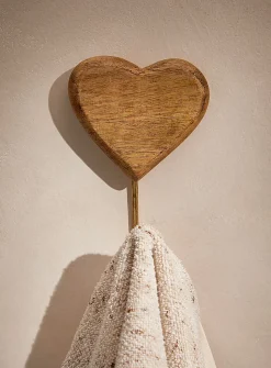 Wooden heart wall hook