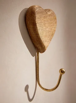Wooden heart wall hook