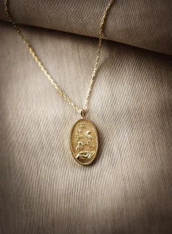 Zodiac sign gold pendant necklace