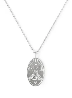 Zodiac sign silver pendant necklace