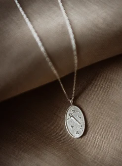 Zodiac sign silver pendant necklace